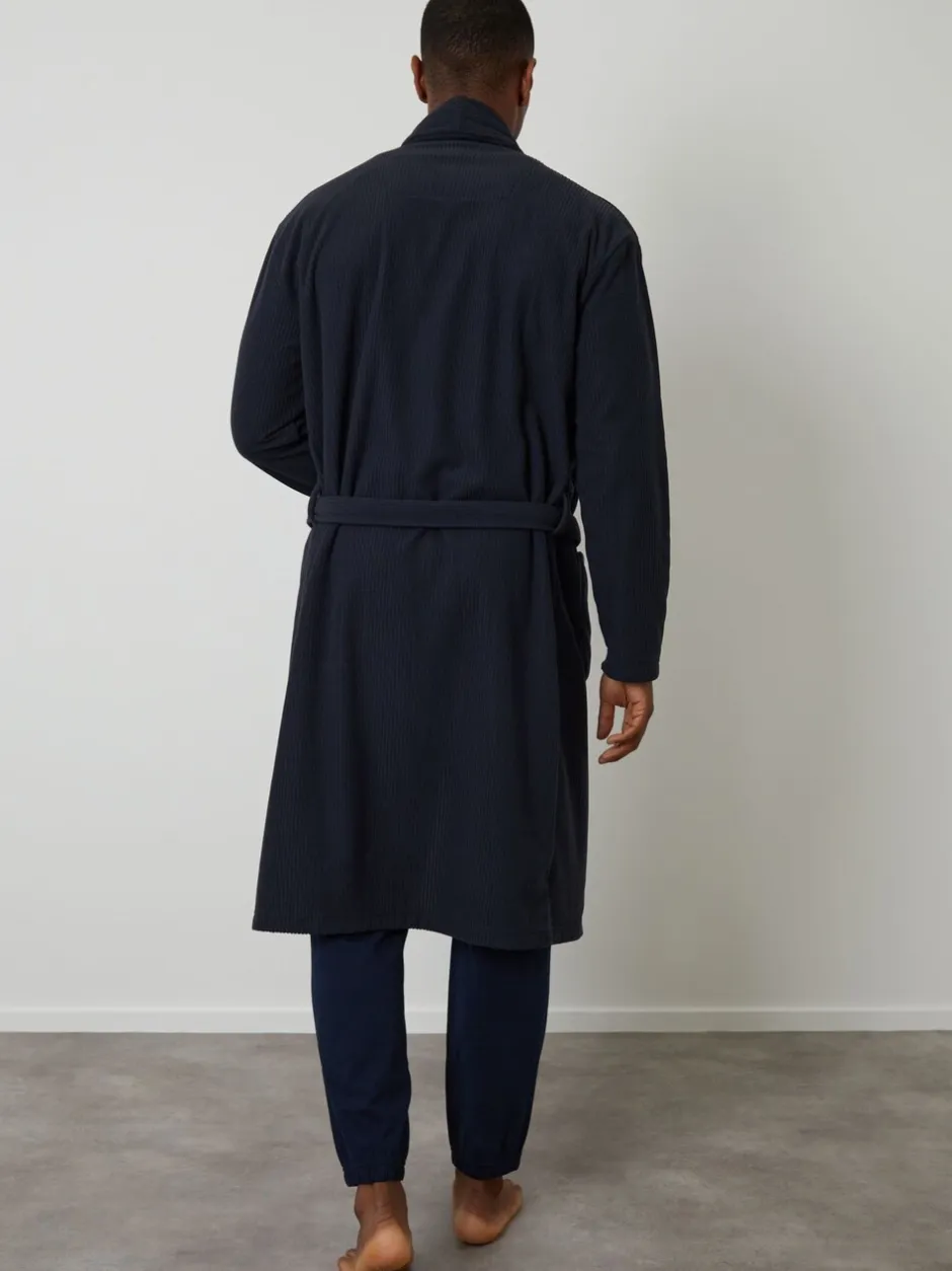 Kamerjassen En Badjassen|Threadbare - Waffle Fleece Dressing Gown Marineblauw