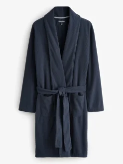 Kamerjassen En Badjassen|Threadbare - Waffle Fleece Dressing Gown Marineblauw