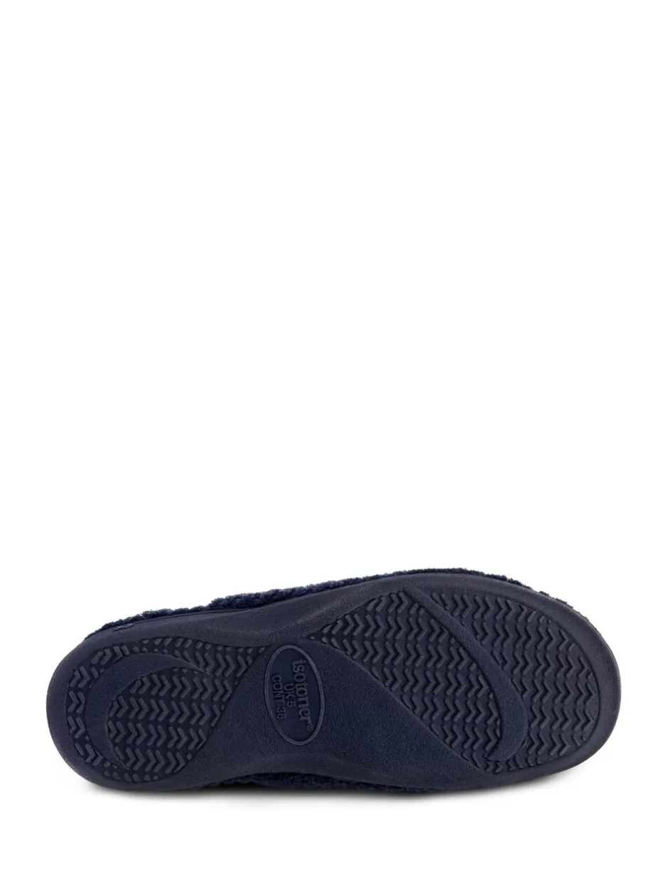 Pantoffels*Totes - - Isotoner Popcorn Turnover pantoffels met open neus voor dames Marineblauw