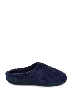 Pantoffels|Totes Marineblauw - Isotoner Popcorn pantoffelmuiltjes van badstof