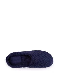 Pantoffels|Totes Marineblauw - Isotoner Popcorn pantoffelmuiltjes van badstof