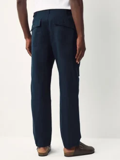 Broeken En Chino's*Next - Vermoeidheidszakken Katoen-linnen broek Marineblauw