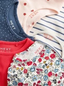Tops|T-Shirts*Next - Verpakking van 5 geribbelde tops met lange mouwen (3mnd -7jaar) Marineblauw