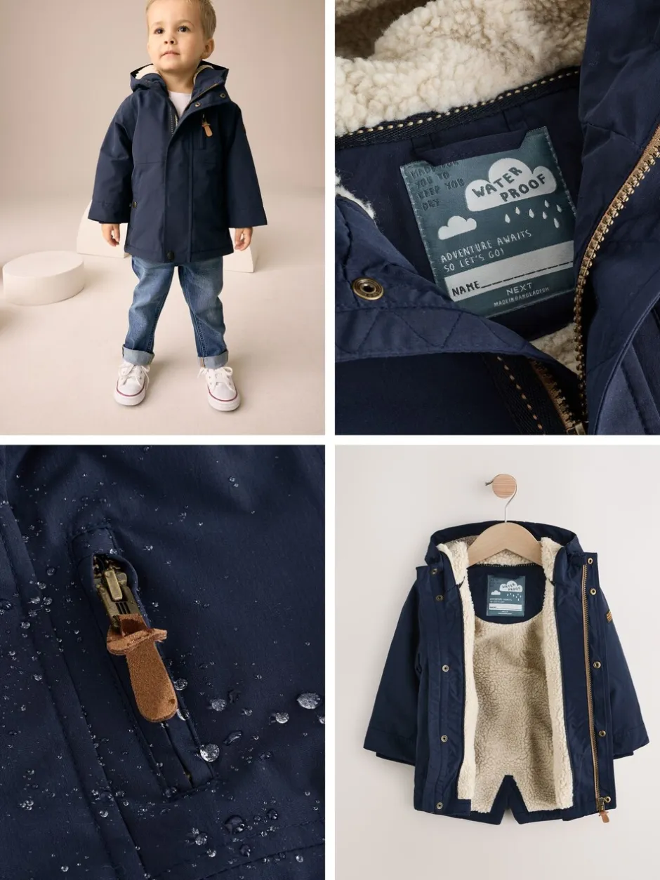 Jassen, Jacks En Kinderwagenpakjes|Schoolkleding*Next Marineblauw - Waterdichte parka met borgvoering (3mnd -7jr)