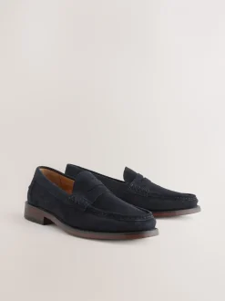 Schoenen|Formele Schoenen|Next - Wijde pasvorm - Suède instappers Marineblauw