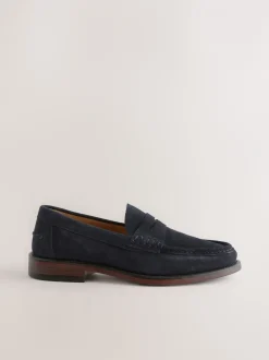 Schoenen|Formele Schoenen|Next - Wijde pasvorm - Suède instappers Marineblauw