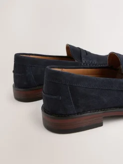 Schoenen|Formele Schoenen|Next - Wijde pasvorm - Suède instappers Marineblauw