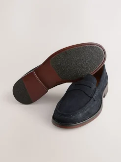 Schoenen|Formele Schoenen|Next - Wijde pasvorm - Suède instappers Marineblauw