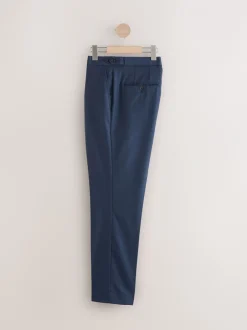 Formele Broek|Next - Wollen Rijke Slim Textuur Broek Met Zijverstellers Marineblauw