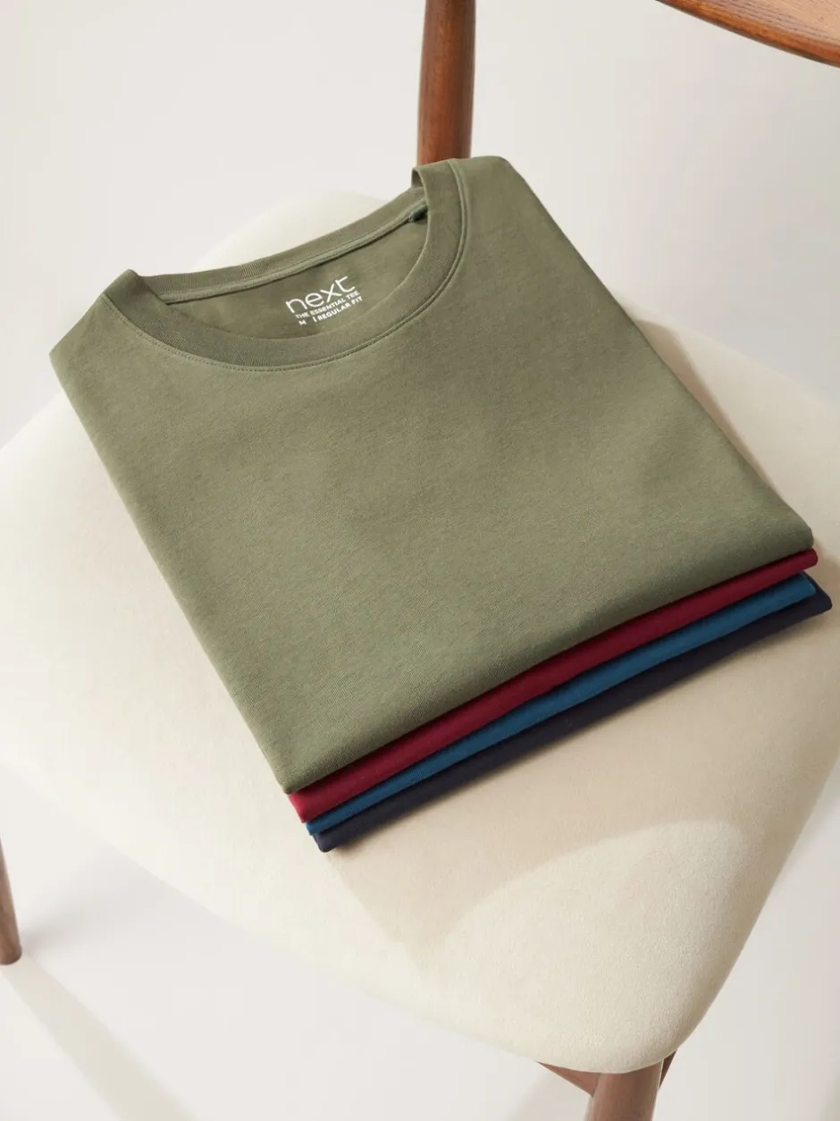 T-Shirts En Hemden*Next Marineblauw/ blauwgroen/ wit/ zwart/ groen/ bordeauxrood - Normale Pasvorm - Essential katoenen T-shirts verpakking van 6