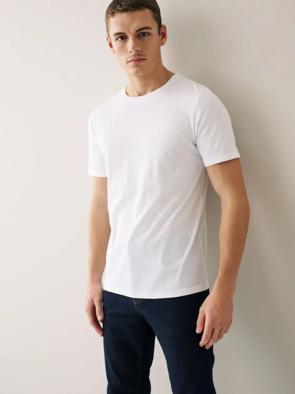T-Shirts En Hemden*Next Marineblauw/ blauwgroen/ wit/ zwart/ groen/ bordeauxrood - Normale Pasvorm - Essential katoenen T-shirts verpakking van 6