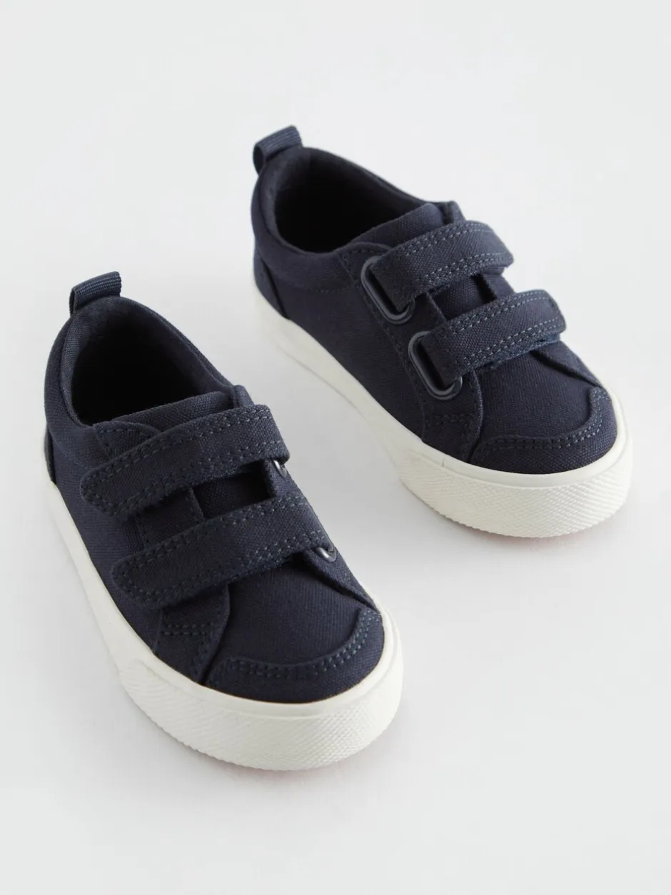 Sneakers|Next - Sneakers met twee klittenbandjes Marineblauw canvas
