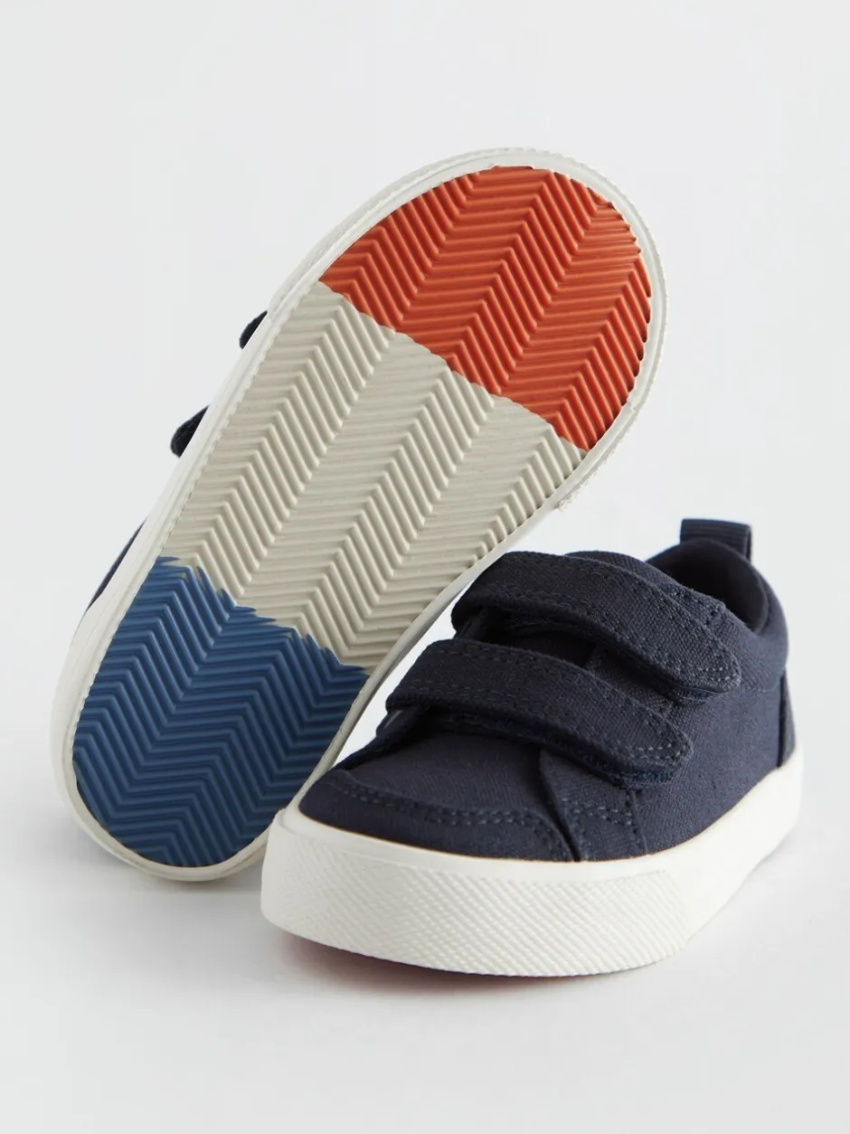 Sneakers|Next - Sneakers met twee klittenbandjes Marineblauw canvas