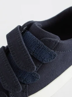 Sneakers|Next - Sneakers met twee klittenbandjes Marineblauw canvas