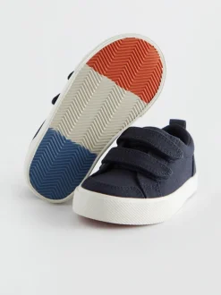 Sneakers*Next - Sneakers met twee klittenbandjes Marineblauw canvas