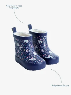Laarzen|Jojo Maman Bébé Marineblauw eenhoorn - Print Cosy Short Wellies