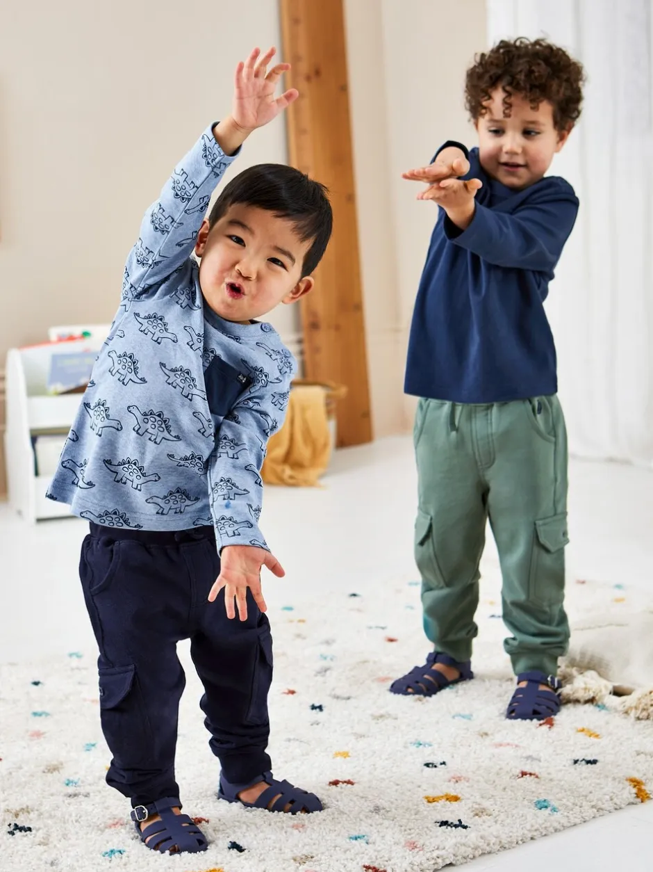 Jeans En Joggingbroeken|Jojo Maman Bébé - Cargo 100% Cotton Joggers 2 Pack Marineblauw en kakigroen