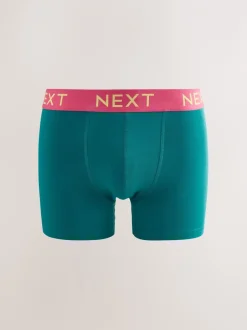 Ondergoed|Ondergoed|Next - Verpakking van 10 - Katoenrijke trunk boxers Marineblauw fel Paarse/ Oranje taillebanden