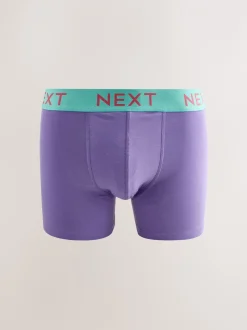 Ondergoed|Ondergoed|Next - Verpakking van 10 - Katoenrijke trunk boxers Marineblauw fel Paarse/ Oranje taillebanden