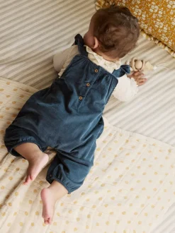 Tuinbroeken|Next - Baby Print Bodysuit met Lange mouwen en Corduroy bretelbroeken Set 2 Pieces (0mnd -2jr) Marineblauw geborduurd