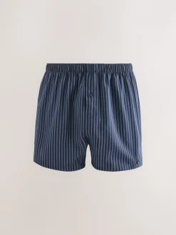 Ondergoed|Ondergoed|Next Marineblauw gemengd patroon - Verpakking van 4 - Geweven boxershorts van puur katoen