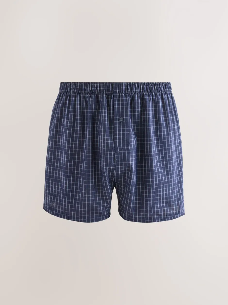 Ondergoed|Ondergoed|Next Marineblauw gemengd patroon - Verpakking van 4 - Geweven boxershorts van puur katoen