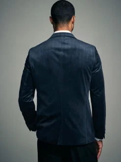 Smokings En Feestkleding|Blazers En Business-Jasjes*Next - Slim Fit - Fluwelen blazer met patroon Marineblauw geometrisch