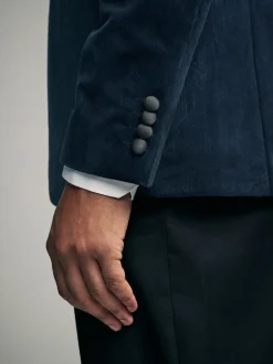 Smokings En Feestkleding|Blazers En Business-Jasjes*Next - Slim Fit - Fluwelen blazer met patroon Marineblauw geometrisch