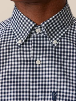 Shirts*Next Marineblauw geruit - Eenvoudig te strijken Oxford-overhemd met knopen en standaard pasvorm