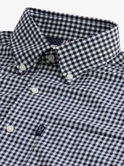 Shirts*Next Marineblauw geruit - Eenvoudig te strijken Oxford-overhemd met knopen en standaard pasvorm