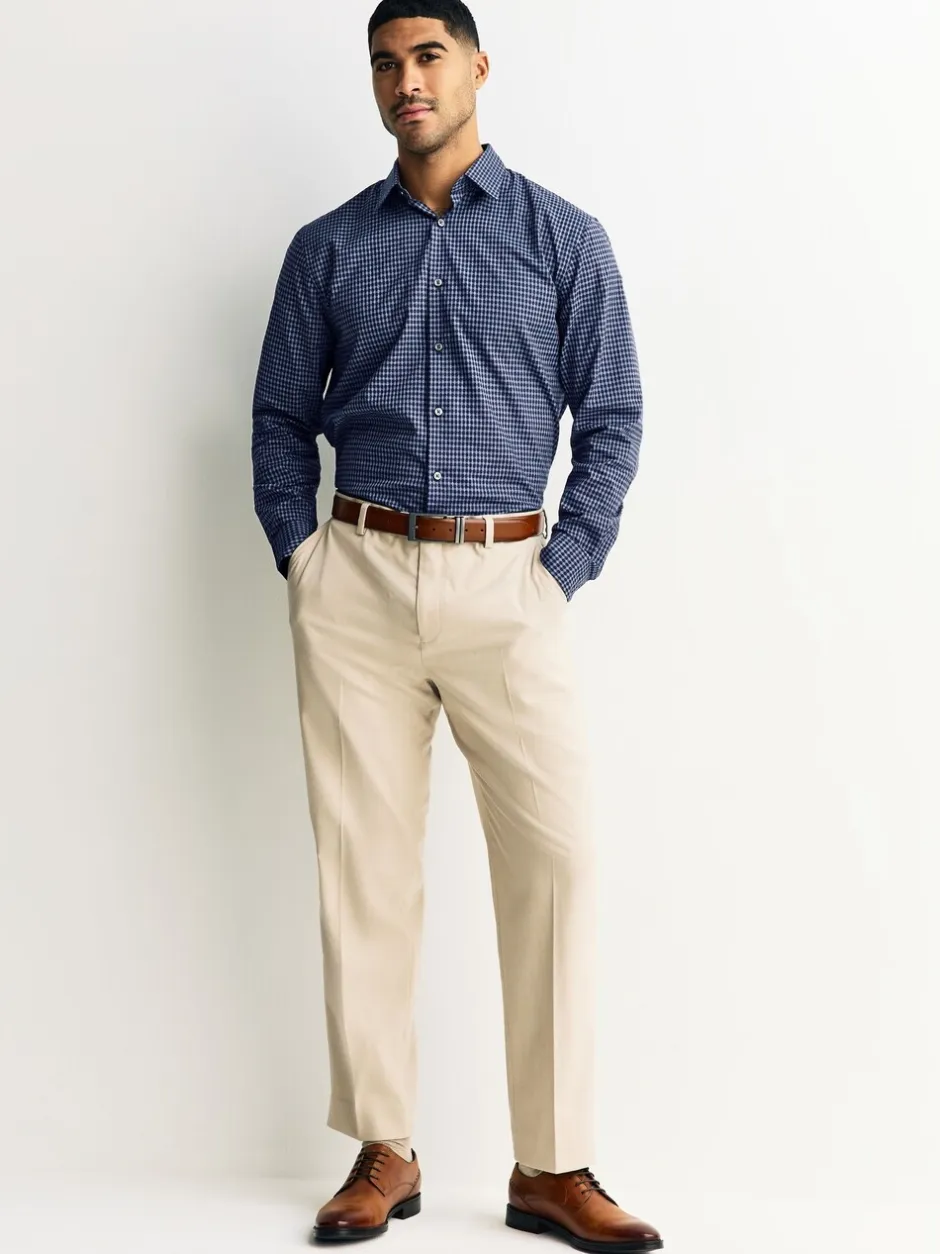 Formele Overhemden|Next - Long Sleeve Soft Touch Smart Shirt Marineblauw geruit