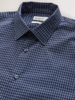 Formele Overhemden|Next - Long Sleeve Soft Touch Smart Shirt Marineblauw geruit