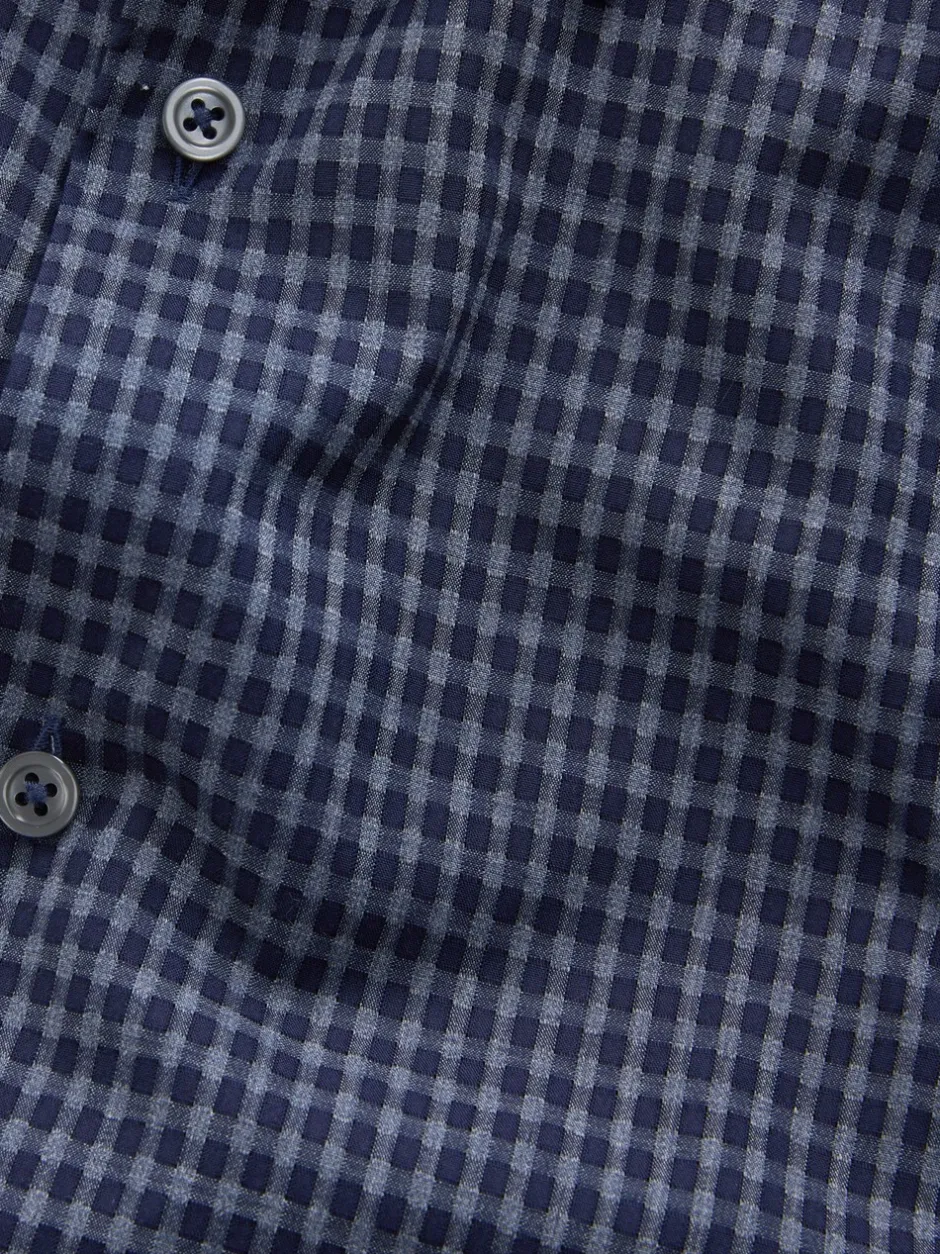 Formele Overhemden|Next - Long Sleeve Soft Touch Smart Shirt Marineblauw geruit
