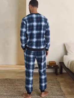 Pyjama's|Next - Motionflex - Behaaglijke pyjama met lange mouwen en boorden Marineblauw geruit