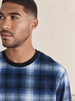 Pyjama's|Next - Motionflex - Behaaglijke pyjama met lange mouwen en boorden Marineblauw geruit