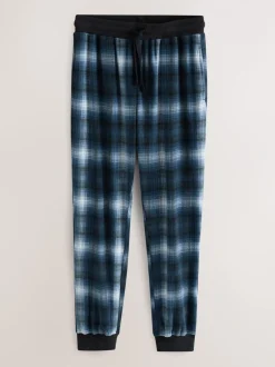 Pyjama's|Next - Motionflex - Behaaglijke pyjama met lange mouwen en boorden Marineblauw geruit