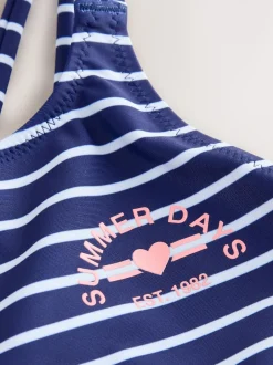 Badkleding|Badkleding|Next Marineblauw gestreept - Badpak met dubbele bandjes (3-16jr)