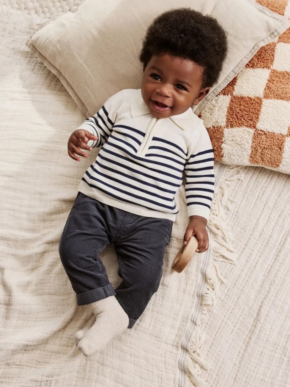 Broeken En Chino's|Shirts|Next - Babyset van gebreide top en broek (0mnd-2jr) Marineblauw gestreept