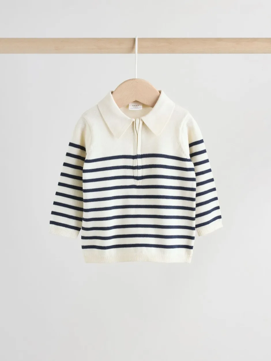 Broeken En Chino's|Shirts|Next - Babyset van gebreide top en broek (0mnd-2jr) Marineblauw gestreept
