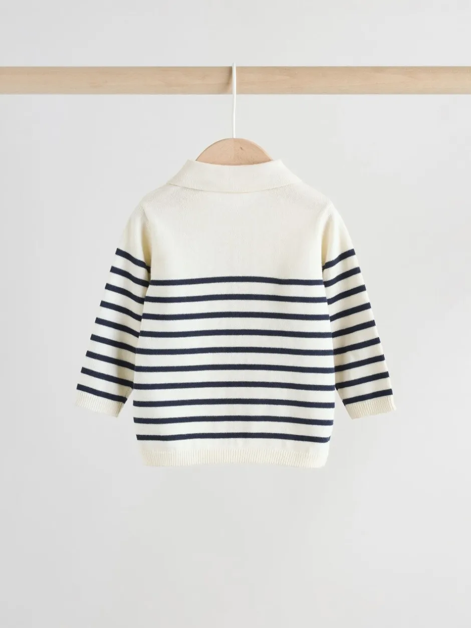 Broeken En Chino's|Shirts|Next - Babyset van gebreide top en broek (0mnd-2jr) Marineblauw gestreept