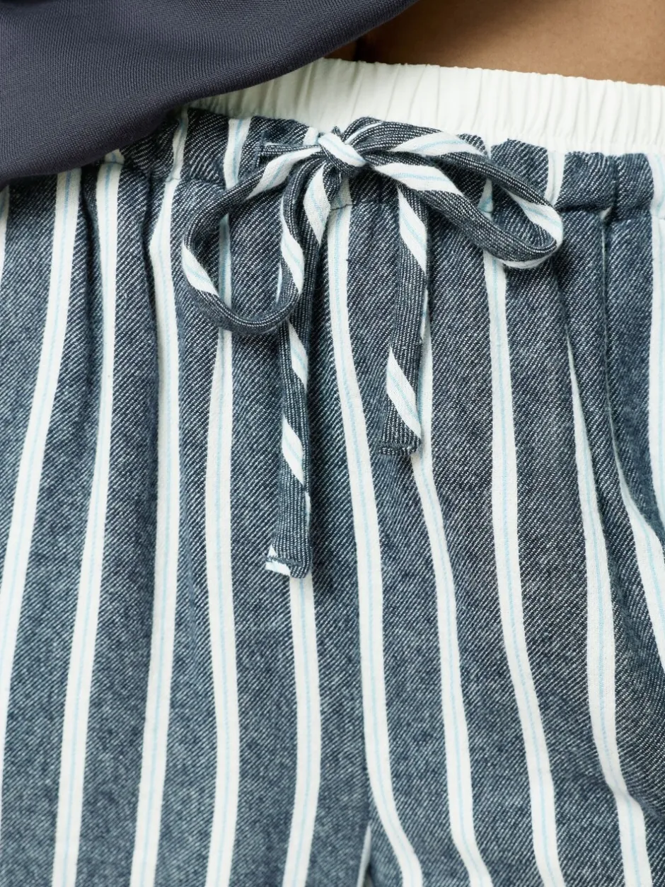 Pyjama's|Loungewear|Next - Half Zip Sweatshirt and Flannel Pyjamas Set Marineblauw gestreept