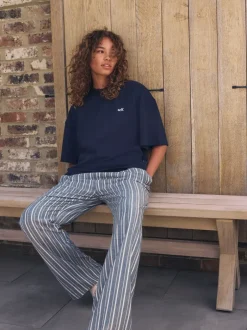 Pyjama's|Loungewear|self. - Pyjama met korte mouwen Marineblauw gestreept