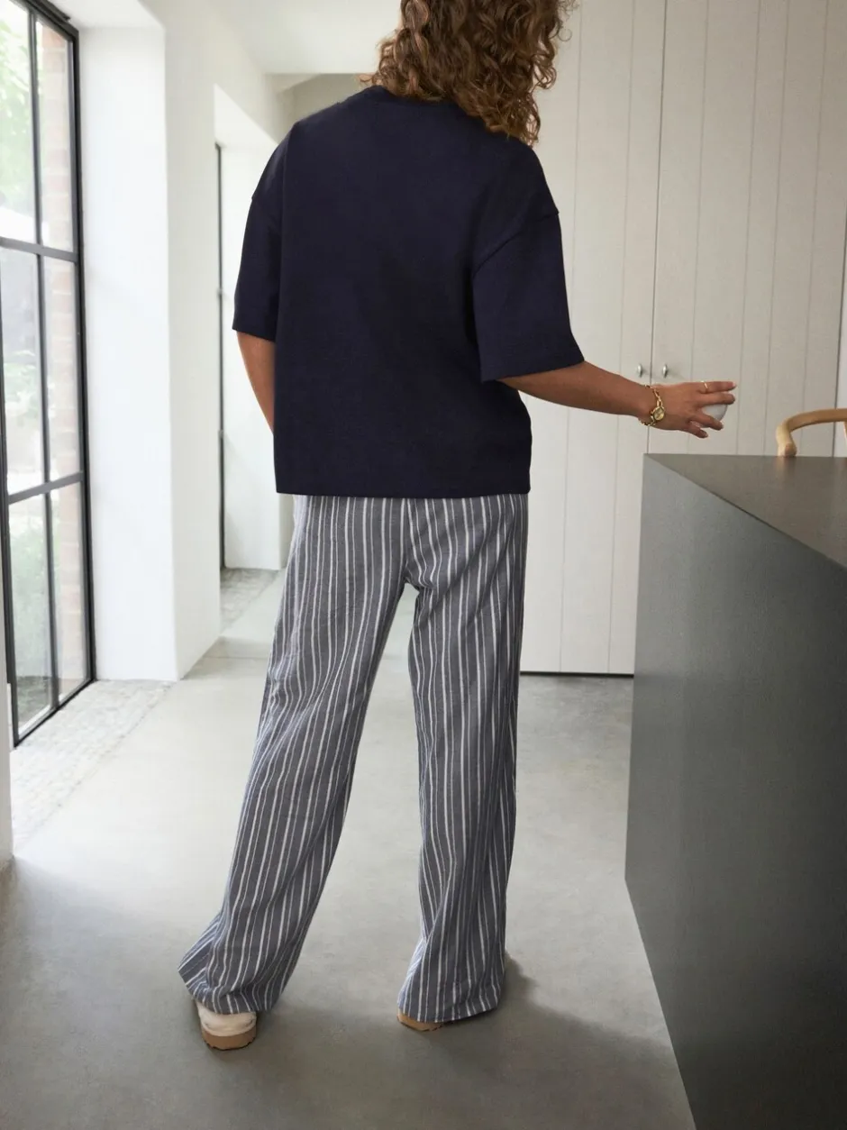 Pyjama's|Loungewear|self. - Pyjama met korte mouwen Marineblauw gestreept