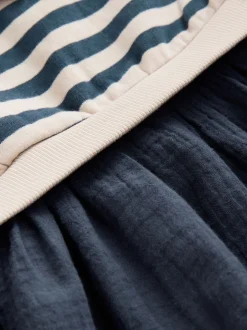 Jurken|Gebreide Kleding*Next - Sweatjurk met mesh rok (3mnd -7jr) Marineblauw gestreept