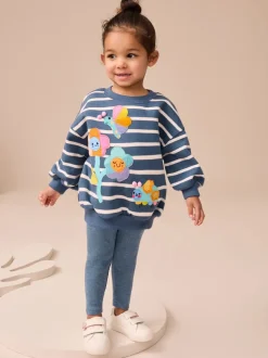 Sets En Combisets|Truien En Breisels*Next - Set met sweatshirt en legging (3 mnd-7 jr) Marineblauw gestreept met personages