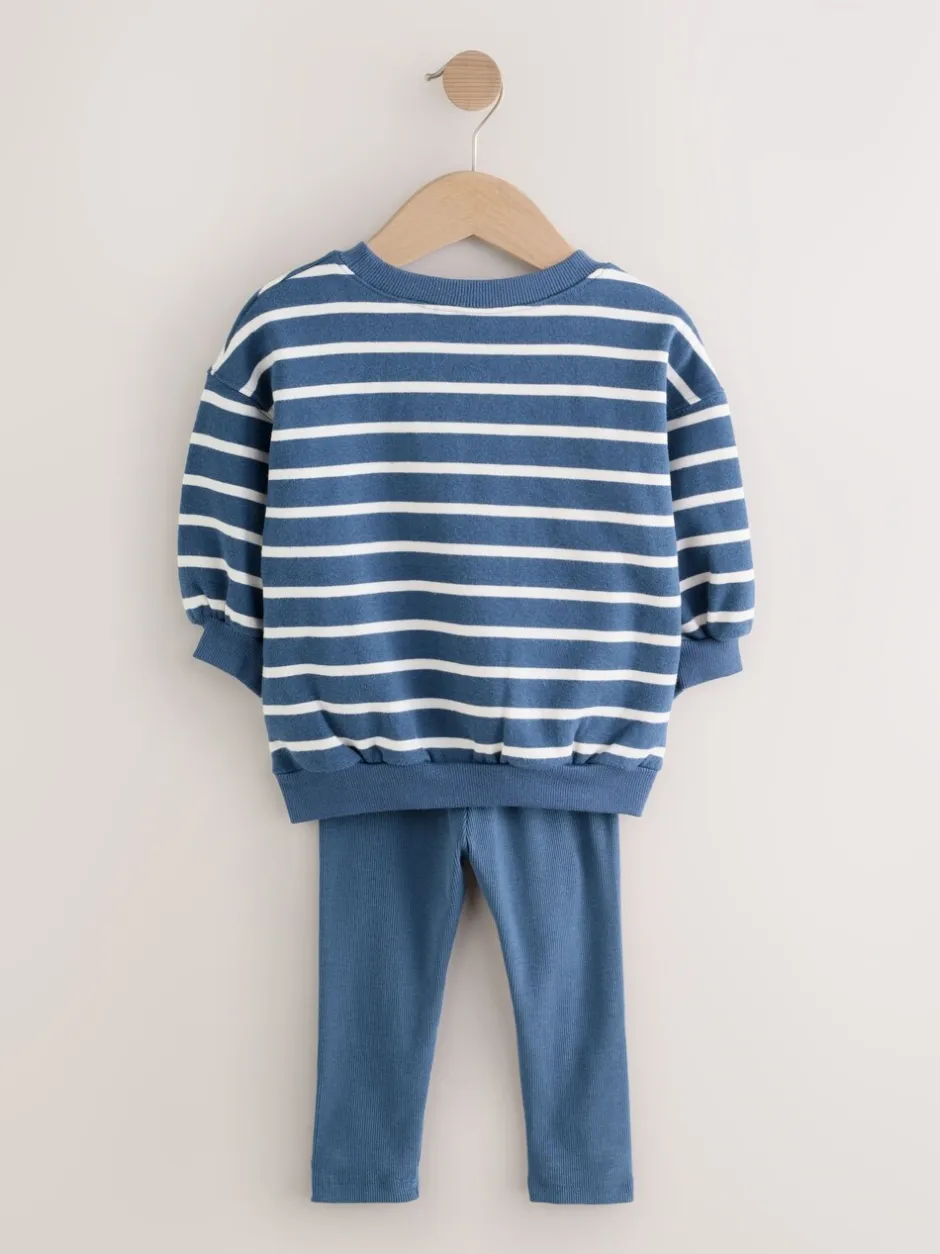 Sets En Combisets|Truien En Breisels*Next - Set met sweatshirt en legging (3 mnd-7 jr) Marineblauw gestreept met personages