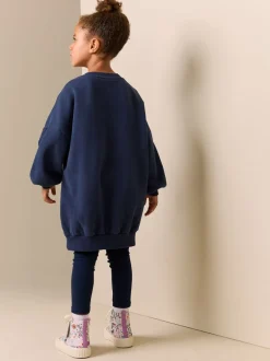 Gebreide Kleding|Jurken*Next Marineblauw hart van lovertjes - Trui-jurk (3-16 jr)