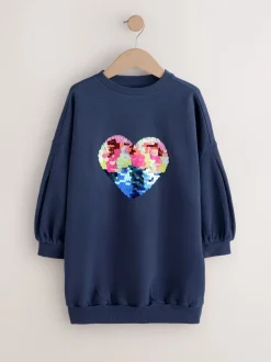 Gebreide Kleding|Jurken*Next Marineblauw hart van lovertjes - Trui-jurk (3-16 jr)