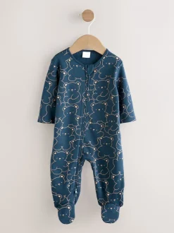 Babypakjes En Babypyjama's*Next - Babypyjama met fleecevoering Marineblauw met berenprint