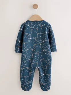 Babypakjes En Babypyjama's*Next - Babypyjama met fleecevoering Marineblauw met berenprint